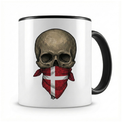 Tasse mit  Totenkopf mit D�nemark Flagge 