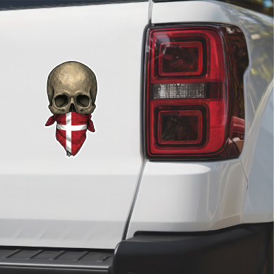 Totenkopf mit D�nemark Flagge Maske Aufkleber - Ansicht 2