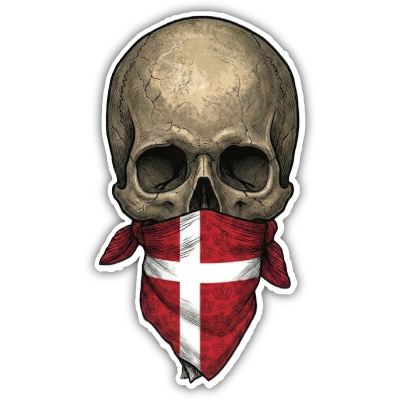 Wandtattoo  Totenkopf mit D�nemark Flagge 
