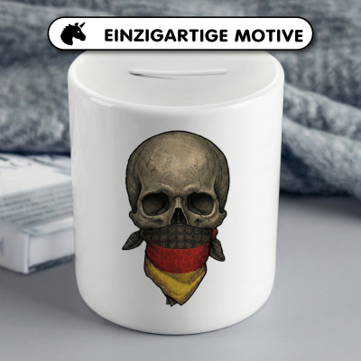 Spardose mit dem Motiv Totenkopf mit Deutschland Flagge - Ansicht 3