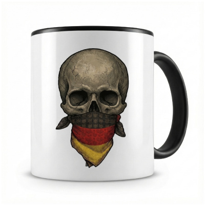 Tasse mit  Totenkopf mit Deutschland Flagge 