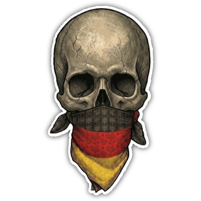 Wandtattoo  Totenkopf mit Deutschland Flagge 