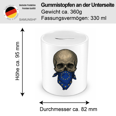 Spardose mit dem Motiv Totenkopf mit Europa Flagge - Ansicht 2