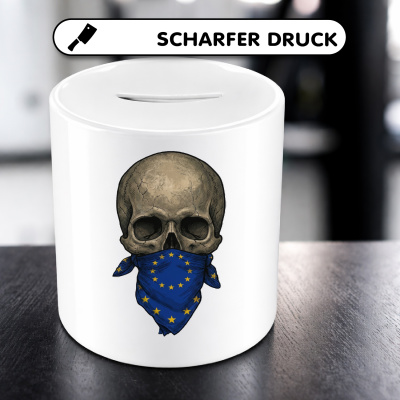 Spardose mit dem Motiv Totenkopf mit Europa Flagge - Ansicht 5