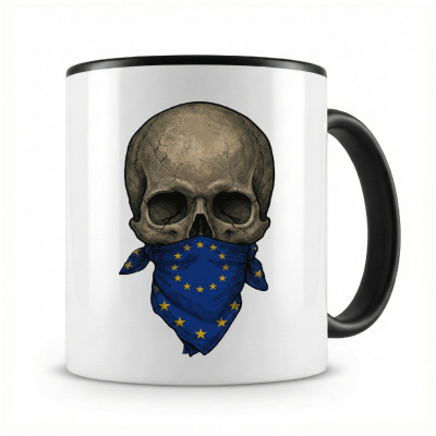Tasse mit  Totenkopf mit Europa Flagge 