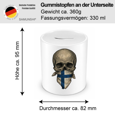 Spardose mit dem Motiv Totenkopf mit Finnland Flagge - Ansicht 2