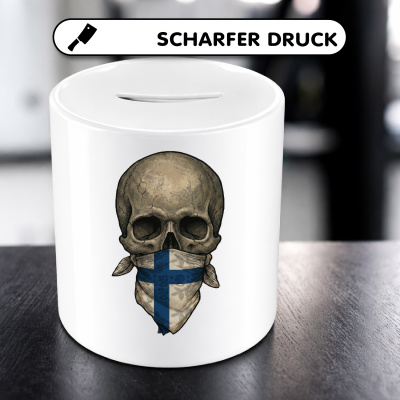 Spardose mit dem Motiv Totenkopf mit Finnland Flagge - Ansicht 5