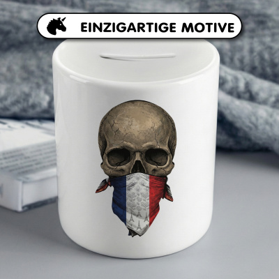 Spardose mit dem Motiv Totenkopf mit Frankreich Flagge - Ansicht 3