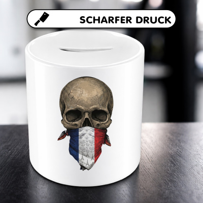 Spardose mit dem Motiv Totenkopf mit Frankreich Flagge - Ansicht 5