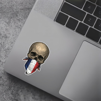 Totenkopf mit Frankreich Flagge Maske Aufkleber - Ansicht 5