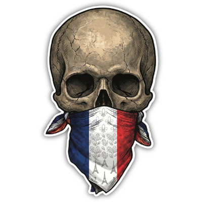 Wandtattoo  Totenkopf mit Frankreich Flagge 