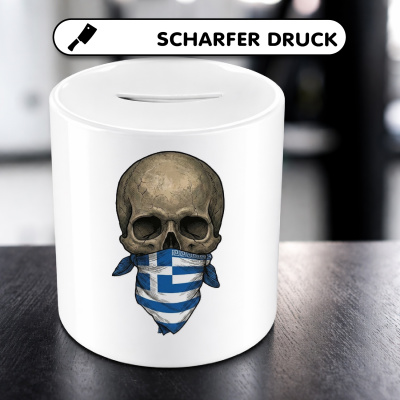 Spardose mit dem Motiv Totenkopf mit Griechenland Flagge - Ansicht 5