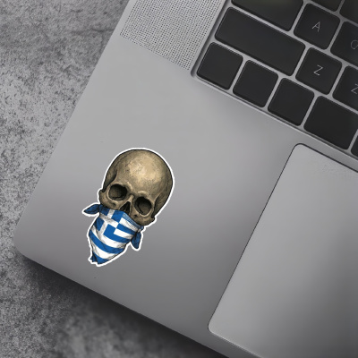 Totenkopf mit Griechenland Flagge Maske Aufkleber - Ansicht 5