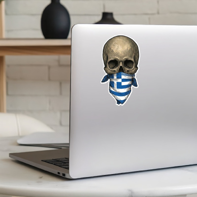 Totenkopf mit Griechenland Flagge Maske Aufkleber - Ansicht 8