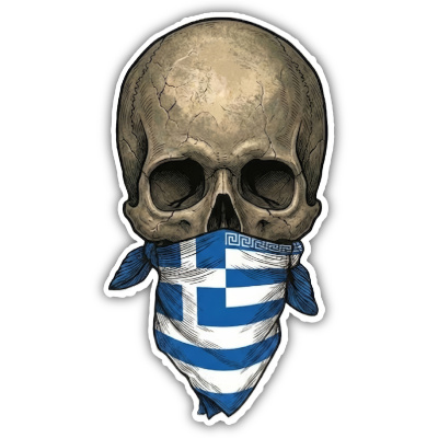 Wandtattoo  Totenkopf mit Griechenland Flagge 