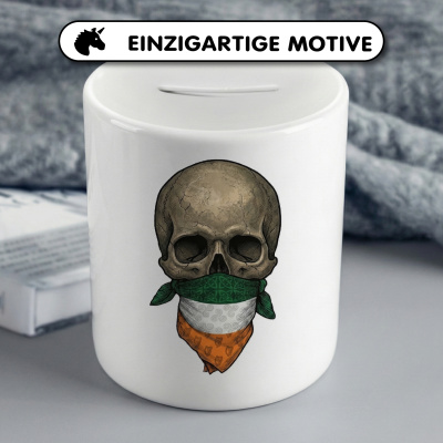 Spardose mit dem Motiv Totenkopf mit Irland Flagge - Ansicht 3