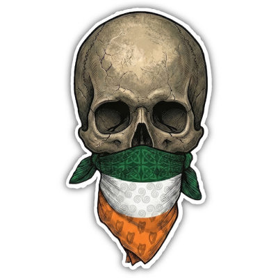 Wandtattoo  Totenkopf mit Irland Flagge 