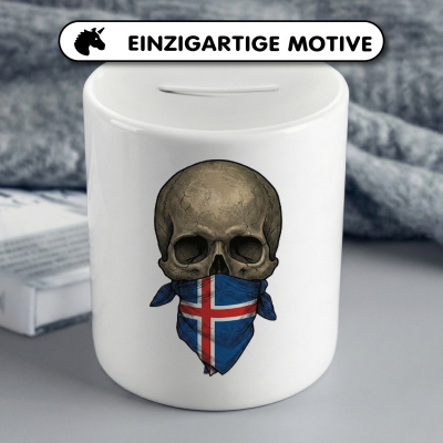Spardose mit dem Motiv Totenkopf mit Island Flagge - Ansicht 3
