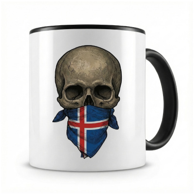 Tasse mit  Totenkopf mit Island Flagge 