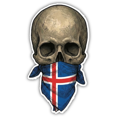 Wandtattoo  Totenkopf mit Island Flagge 