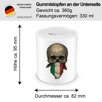 Spardose mit dem Motiv Totenkopf mit Italien Flagge - Ansicht 2