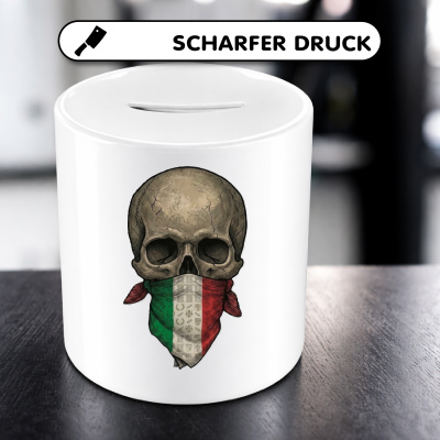 Spardose mit dem Motiv Totenkopf mit Italien Flagge - Ansicht 5