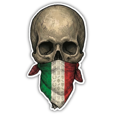 Wandtattoo  Totenkopf mit Italien Flagge 