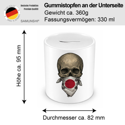 Spardose mit dem Motiv Totenkopf mit Japan Flagge - Ansicht 2