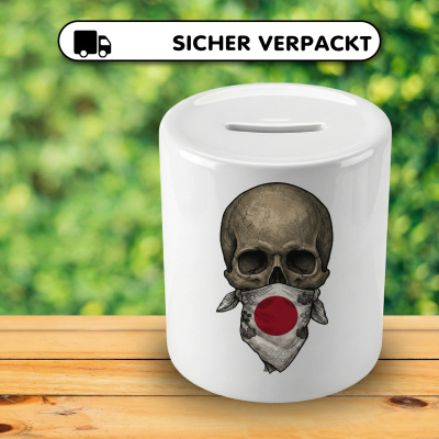 Spardose mit dem Motiv Totenkopf mit Japan Flagge - Ansicht 4