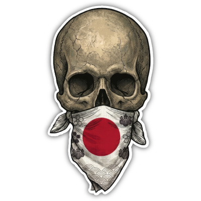 Wandtattoo  Totenkopf mit Japan Flagge 