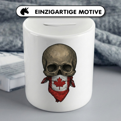 Spardose mit dem Motiv Totenkopf mit Kanada Flagge - Ansicht 3