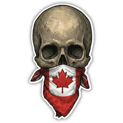 Wandtattoo  Totenkopf mit Kanada Flagge 