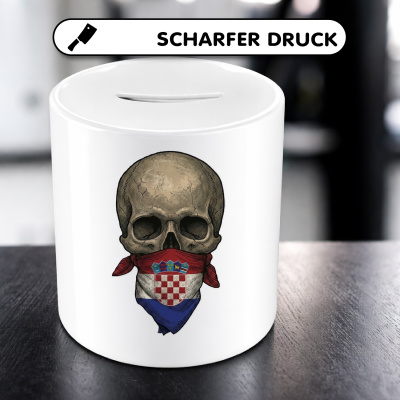 Spardose mit dem Motiv Totenkopf mit Kroatien Flagge - Ansicht 5