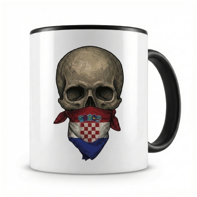 Tasse mit  Totenkopf mit Kroatien Flagge 