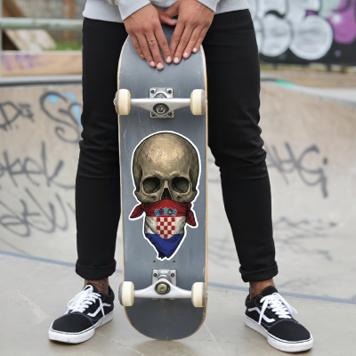 Totenkopf mit Kroatien Flagge Maske Aufkleber - Ansicht 6