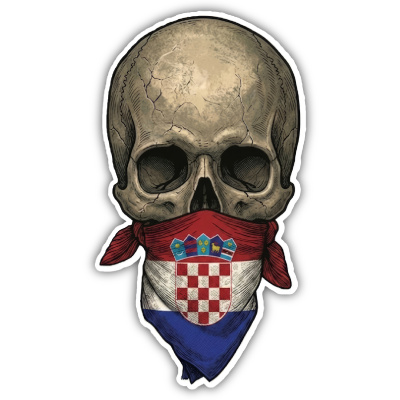 Totenkopf mit Kroatien Flagge Maske Aufkleber