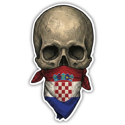 Wandtattoo  Totenkopf mit Kroatien Flagge 