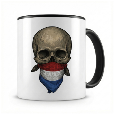 Tasse mit  Totenkopf mit Niederlande Flagge 