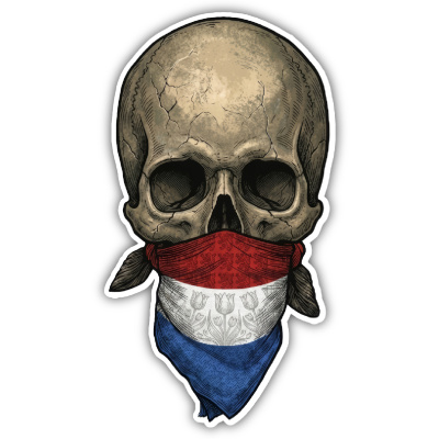 Totenkopf mit Niederlande Flagge Maske Aufkleber