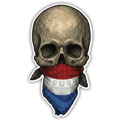 Wandtattoo  Totenkopf mit Niederlande Flagge 