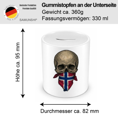 Spardose mit dem Motiv Totenkopf mit Norwegen Flagge - Ansicht 2