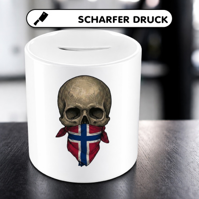 Spardose mit dem Motiv Totenkopf mit Norwegen Flagge - Ansicht 5