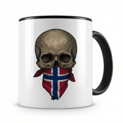 Tasse mit  Totenkopf mit Norwegen Flagge 