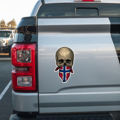 Totenkopf mit Norwegen Flagge Maske Aufkleber - Ansicht 2
