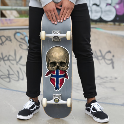 Totenkopf mit Norwegen Flagge Maske Aufkleber - Ansicht 6