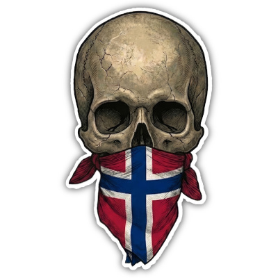 Wandtattoo  Totenkopf mit Norwegen Flagge 