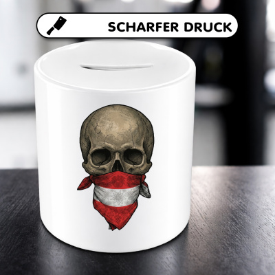 Spardose mit dem Motiv Totenkopf mit �sterreich Flagge - Ansicht 5
