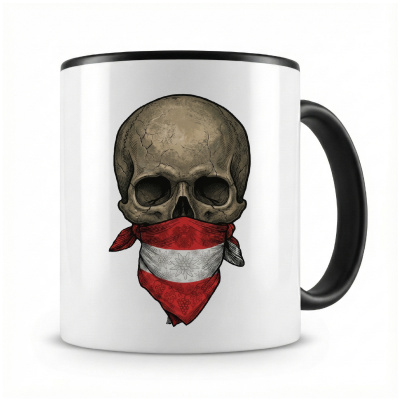 Tasse mit  Totenkopf mit �sterreich Flagge 