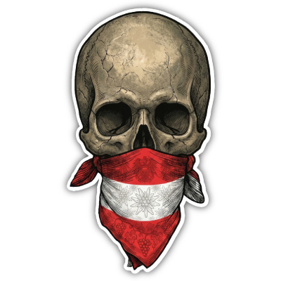 Totenkopf mit �sterreich Flagge Maske Aufkleber