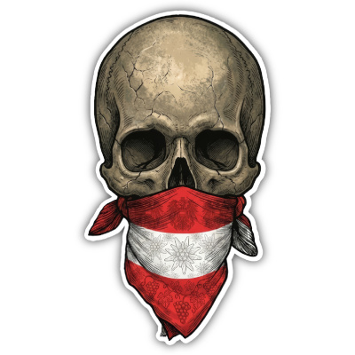 Wandtattoo  Totenkopf mit �sterreich Flagge 